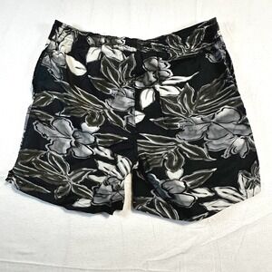 Vintage 90s 00s Triangle Men's Black Floral Swim Trunks Size M Surfcore